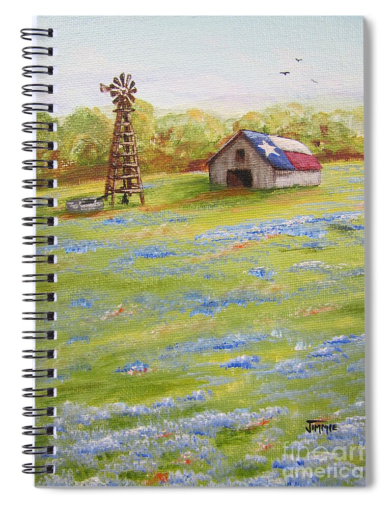 Texas Barn Spiral Notebook featuring the painting Little Texas Barn by Jimmie Bartlett