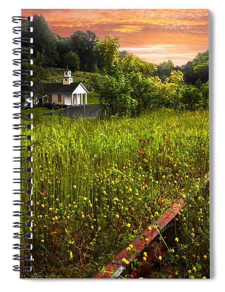 Appalachia Spiral Notebook featuring the photograph Little White Church by Debra and Dave Vanderlaan