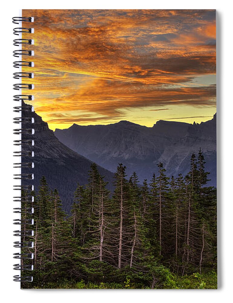 Logan Pass Spiral Notebook featuring the photograph Logan Pass Sunrise by Mark Kiver
