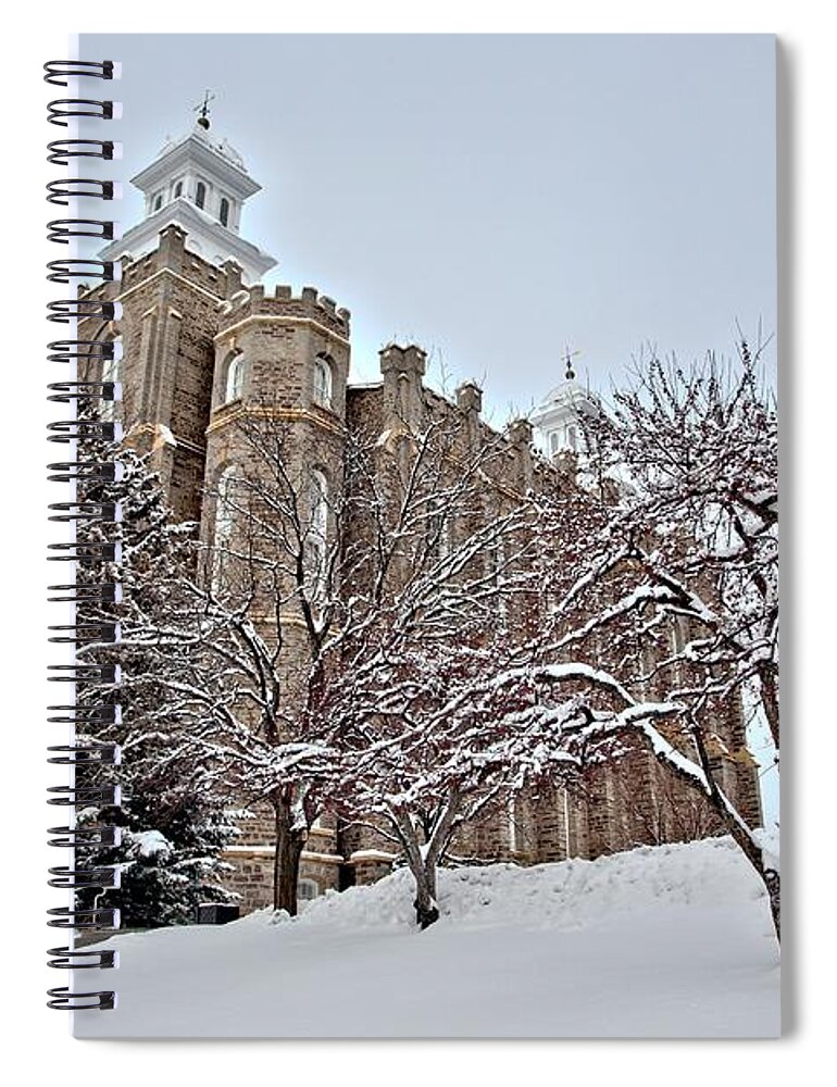 Logan Spiral Notebook featuring the photograph Logan Temple Winter by David Andersen
