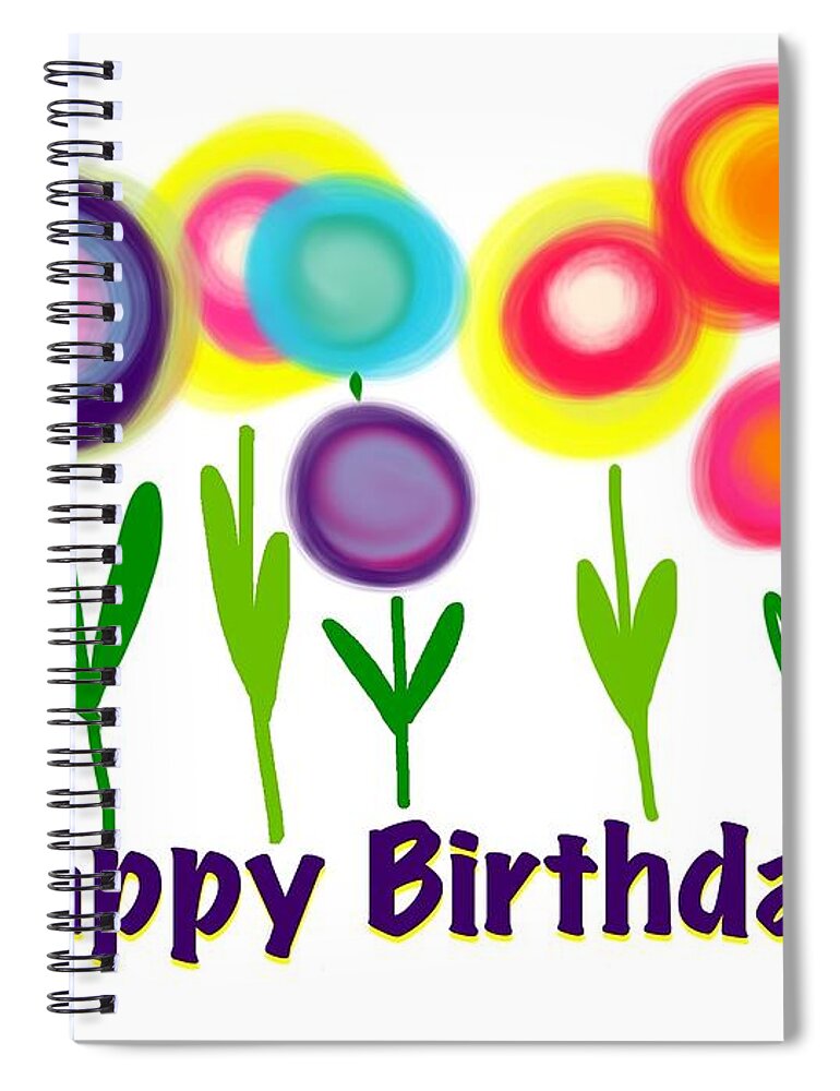 Greeting Card Spiral Notebook featuring the digital art Lollipop Flowers by Christine Fournier