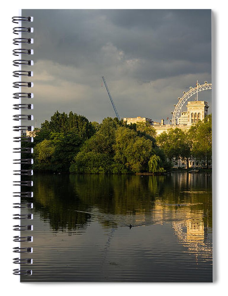 London Spiral Notebook featuring the photograph London - Illuminated and Reflected by Georgia Mizuleva