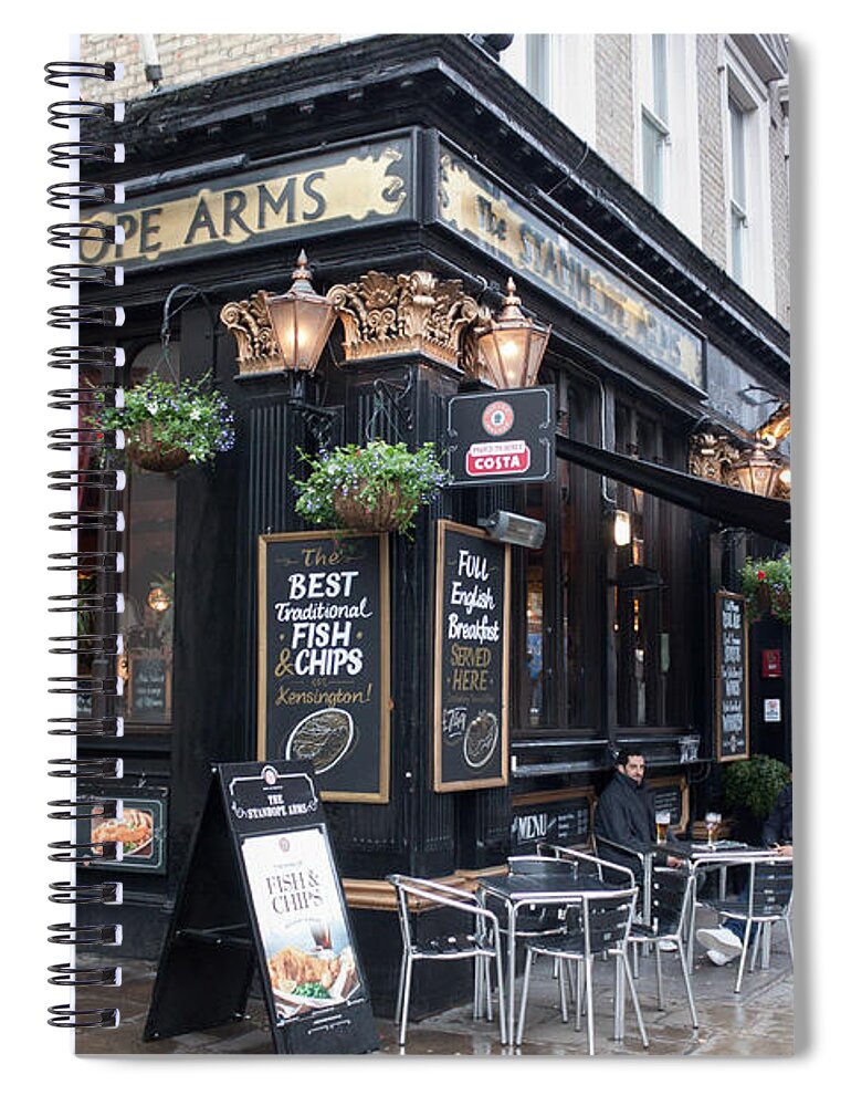 England Spiral Notebook featuring the photograph London Pub by Thomas Marchessault