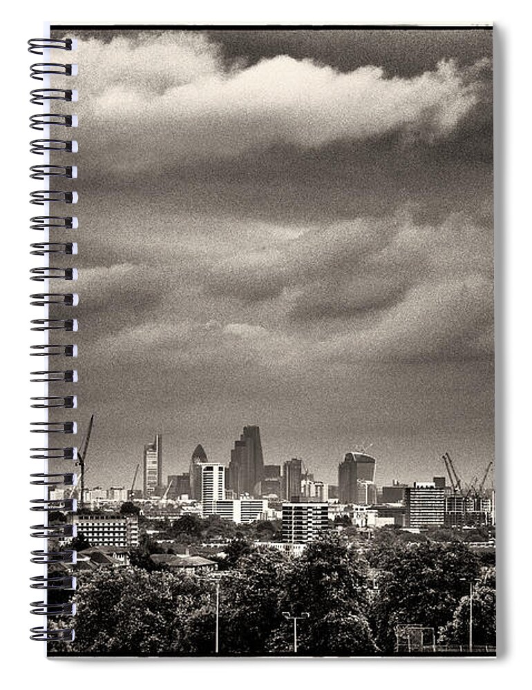 Hampstead Heath Spiral Notebook featuring the photograph London Skyline from Hampstead Heath by Lenny Carter
