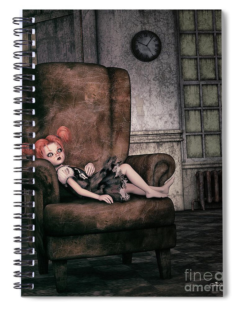 3d Spiral Notebook featuring the digital art Lonely Gothic Doll by Jutta Maria Pusl