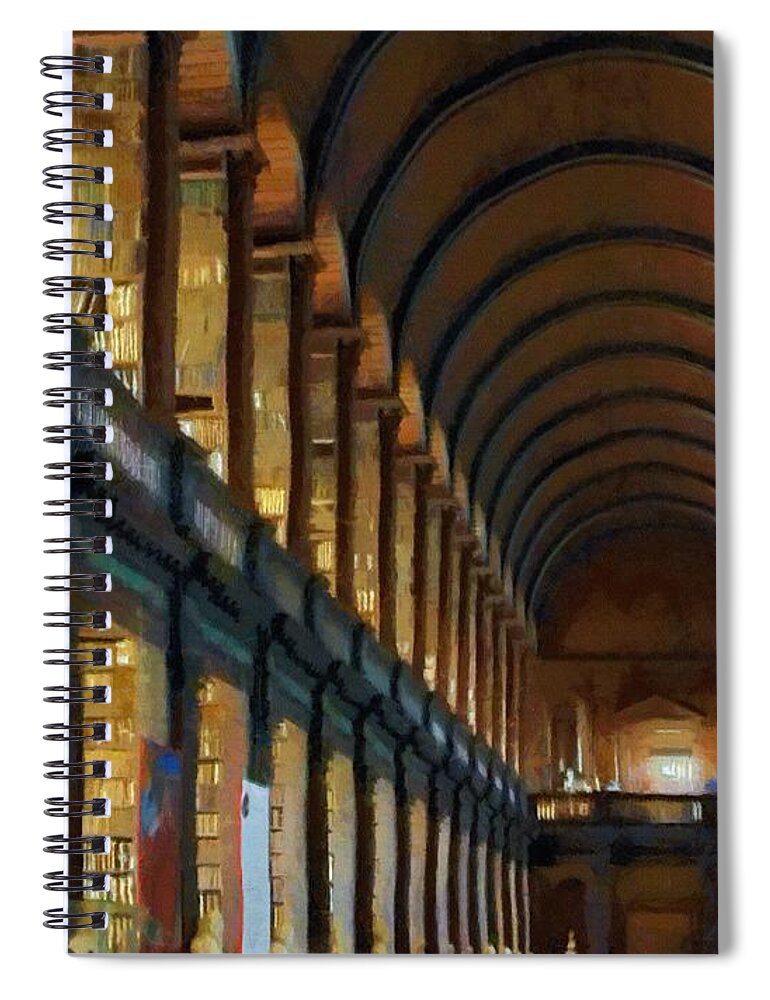 Dublin Spiral Notebook featuring the painting Long Room by Jeffrey Kolker