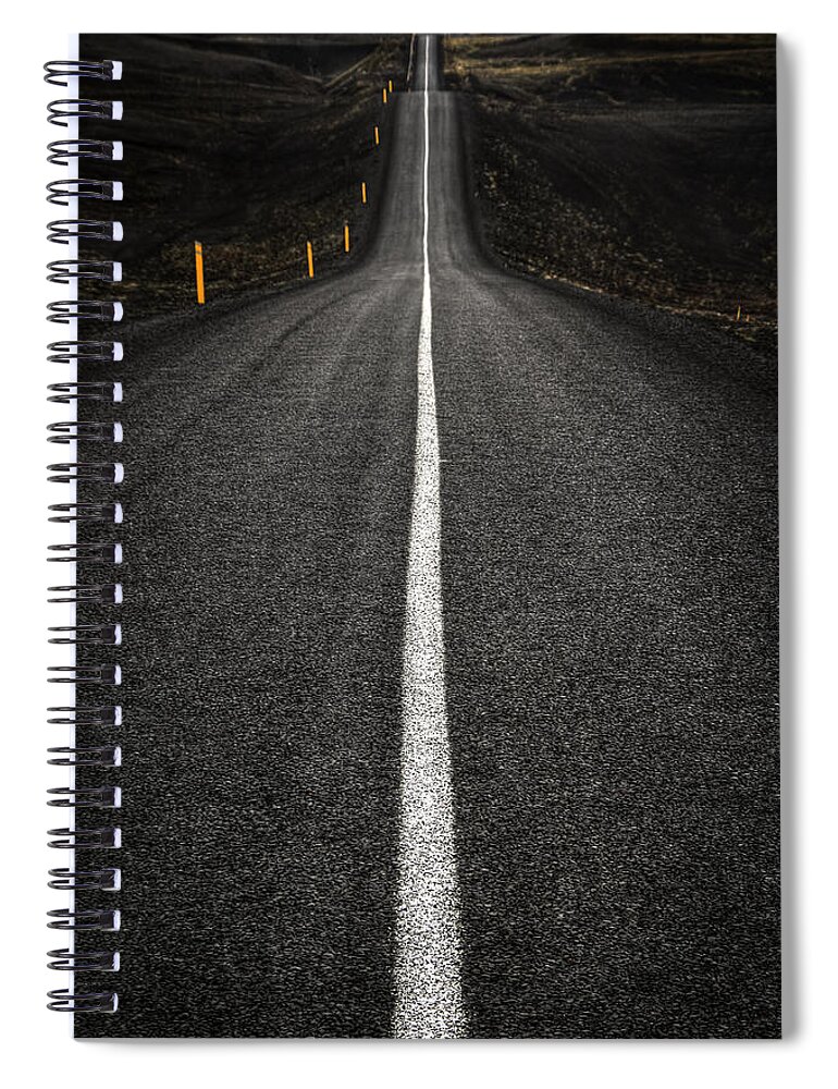 Landmannalaugar Spiral Notebook featuring the photograph Long Way To Nowhere by Evelina Kremsdorf