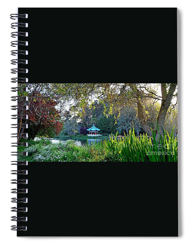 Stow Lake Spiral Notebook featuring the photograph Looking Across Stow Lake at the Pagoda in Golden Gate Park by Jim Fitzpatrick