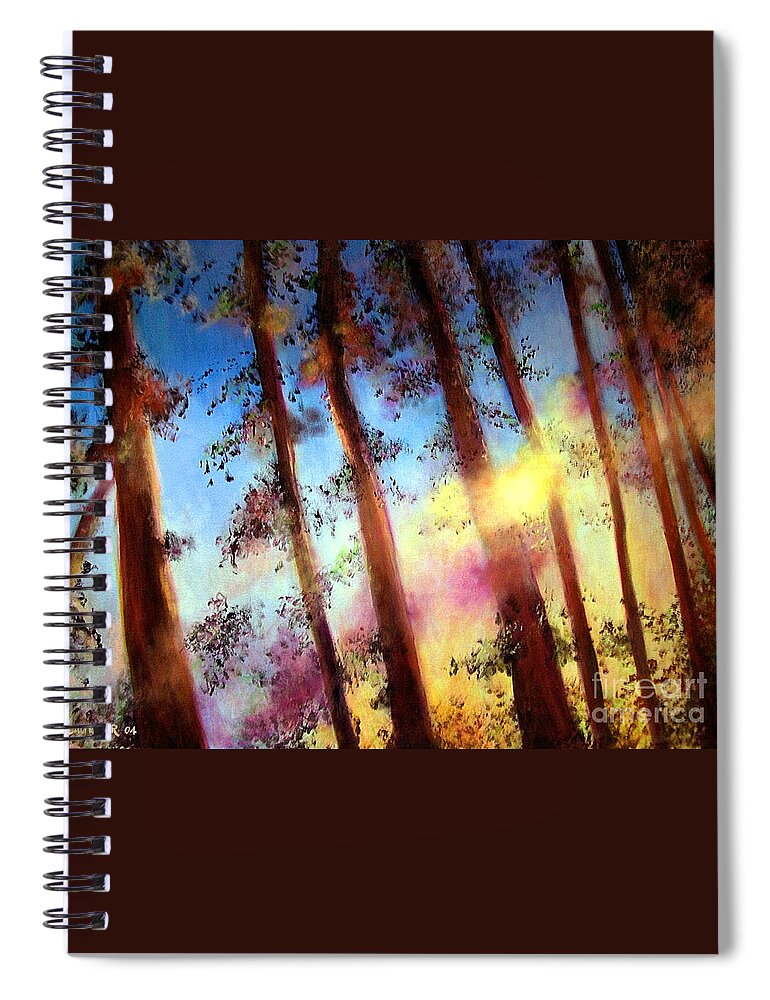 Trees Spiral Notebook featuring the painting Looking Through the Trees by Alison Caltrider
