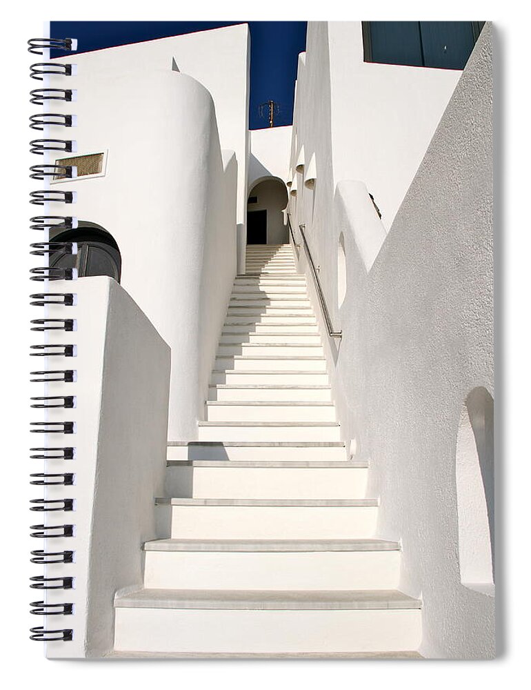 Santorini Spiral Notebook featuring the photograph Looking Up by John Babis