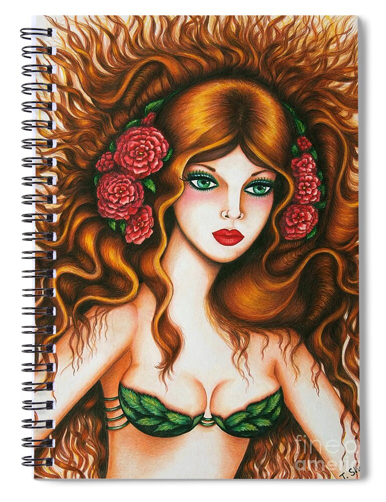 Art Print Spiral Notebook featuring the drawing Lost In Thought by Tara Shalton