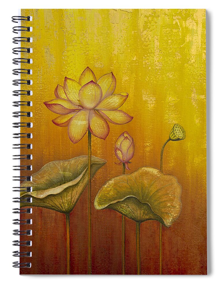 Lotus Spiral Notebook featuring the painting Lotus by Yuliya Glavnaya