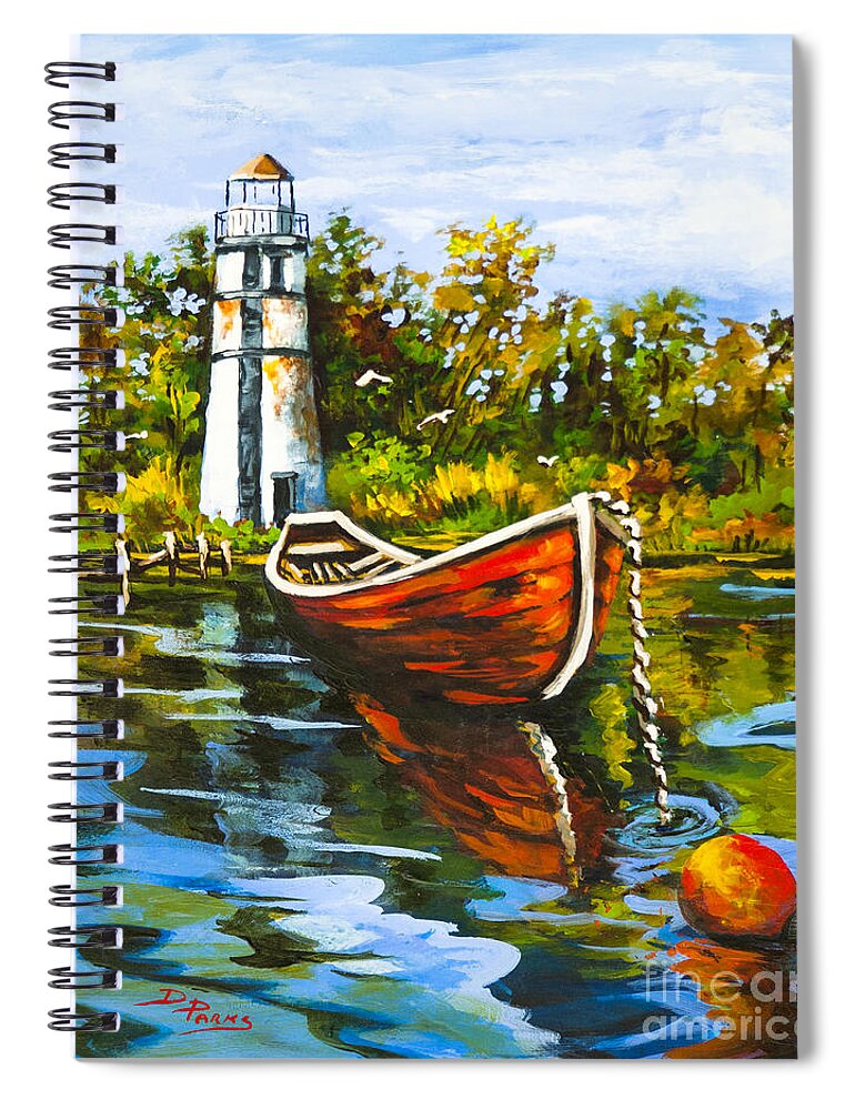 New Orleans Art Spiral Notebook featuring the painting Louisiana Cypress Skiff by Dianne Parks