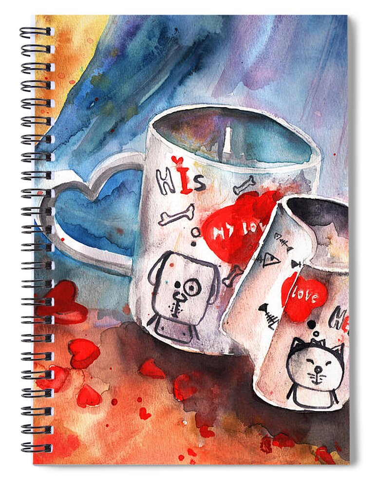 Love Spiral Notebook featuring the painting Love Mugs by Miki De Goodaboom