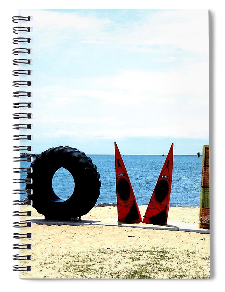 Love Spiral Notebook featuring the photograph Love On The Beach Found Art Outer Banks by Katy Hawk