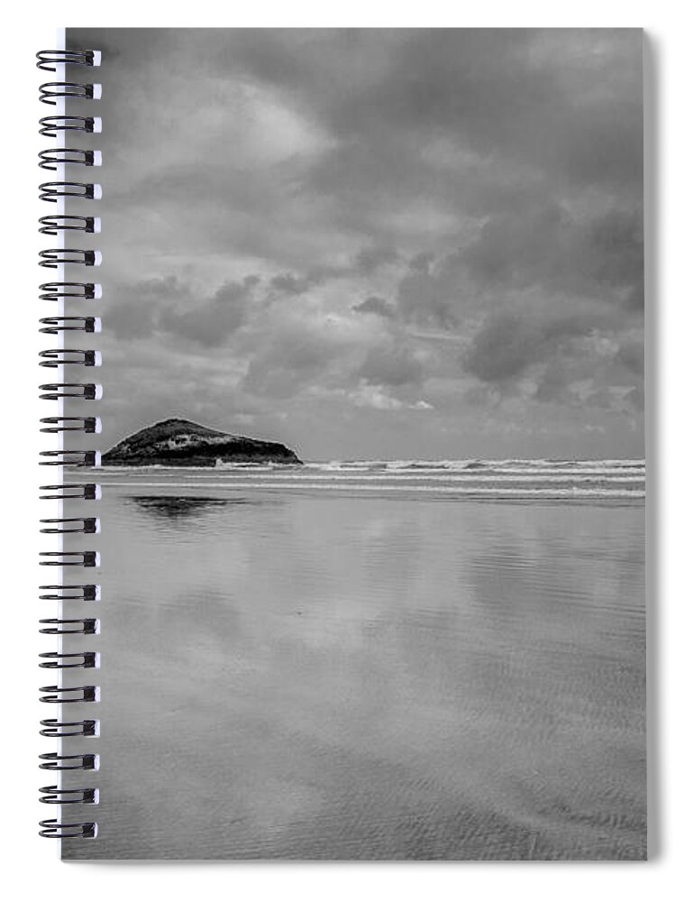  Spiral Notebook featuring the photograph Love the Lovekin Rock at Long Beach by Roxy Hurtubise