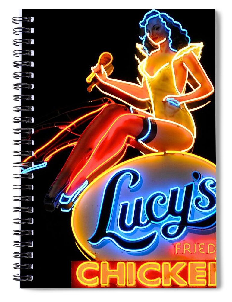Sign Spiral Notebook featuring the photograph Lovely Lucy's Chicken by Kristina Deane