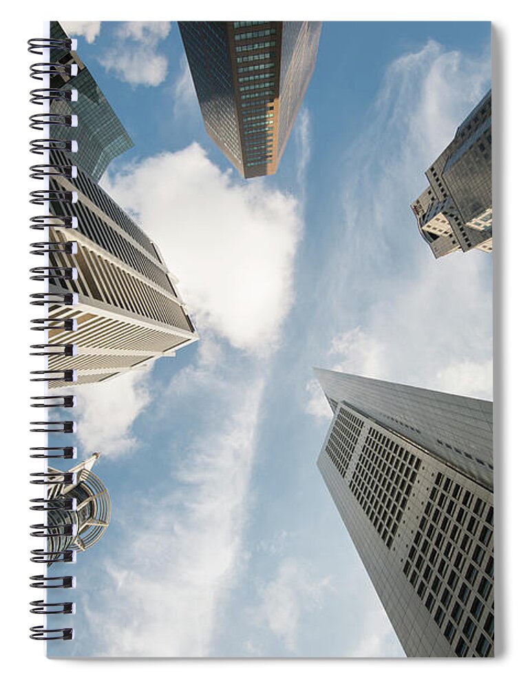 Corporate Business Spiral Notebook featuring the photograph Low Angle View Of Modern Office by Thant Zaw Wai