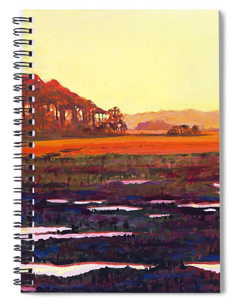 Marsh Spiral Notebook featuring the painting Low Tide by David Randall