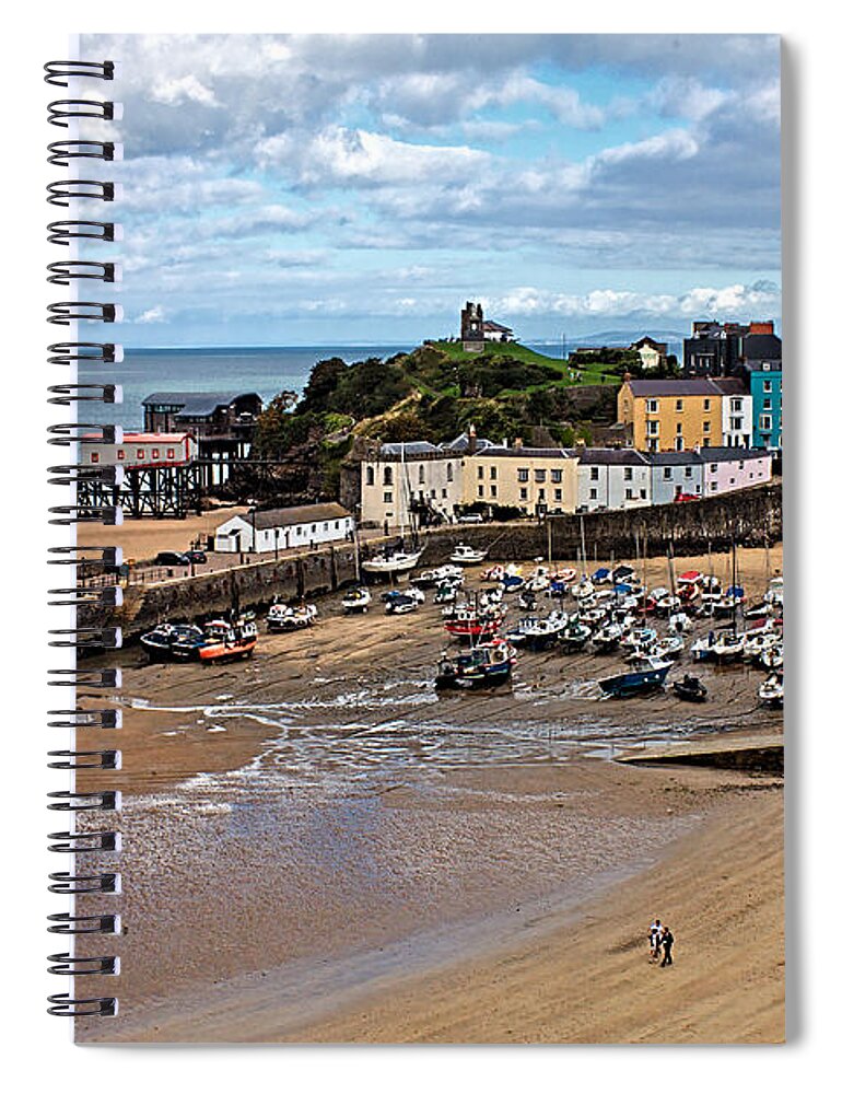 Tenby Spiral Notebook featuring the photograph Low Tide in Tenby Harbour by Jeremy Hayden