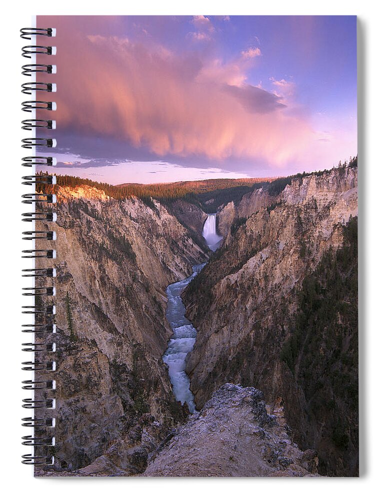 Feb0514 Spiral Notebook featuring the photograph Lower Yellowstone Falls Wyoming by Tim Fitzharris