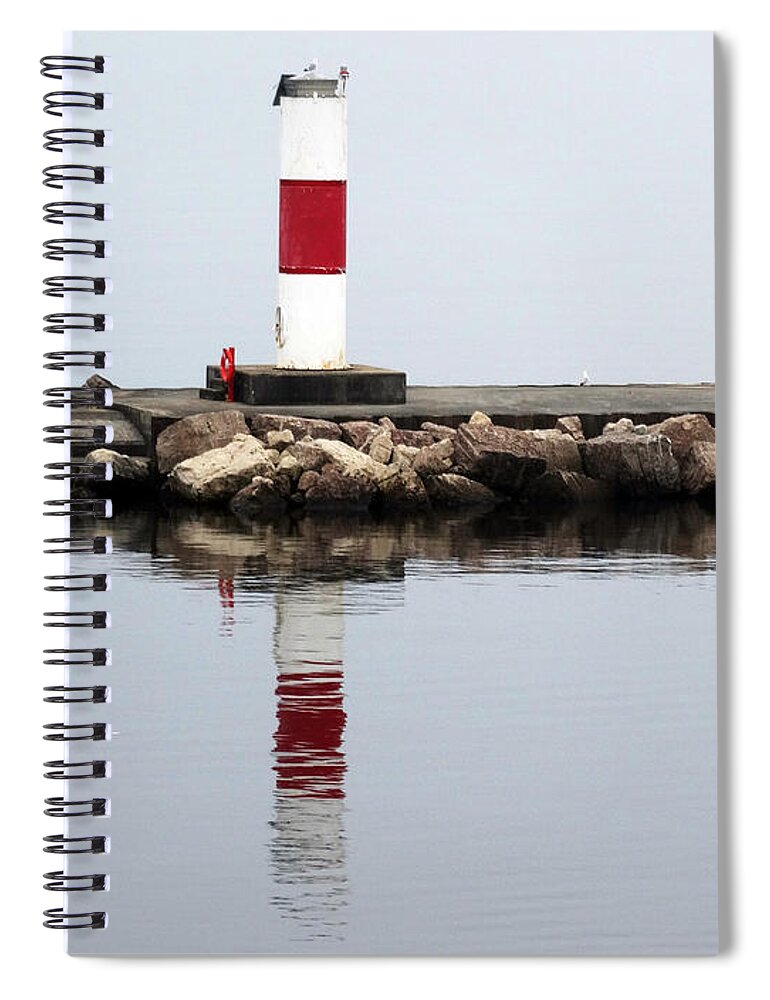 Ludington Spiral Notebook featuring the photograph Ludington South Breakwater Light by David T Wilkinson
