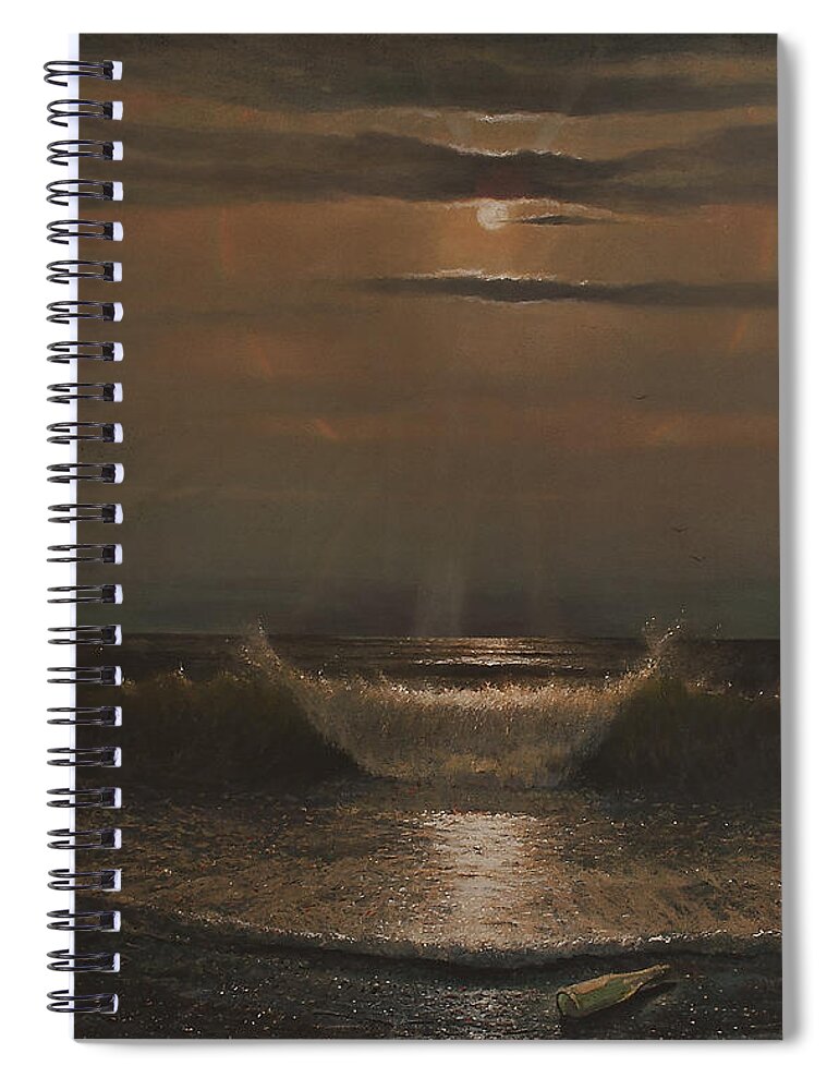 Seascape Spiral Notebook featuring the painting Lunar Apparition by Blue Sky