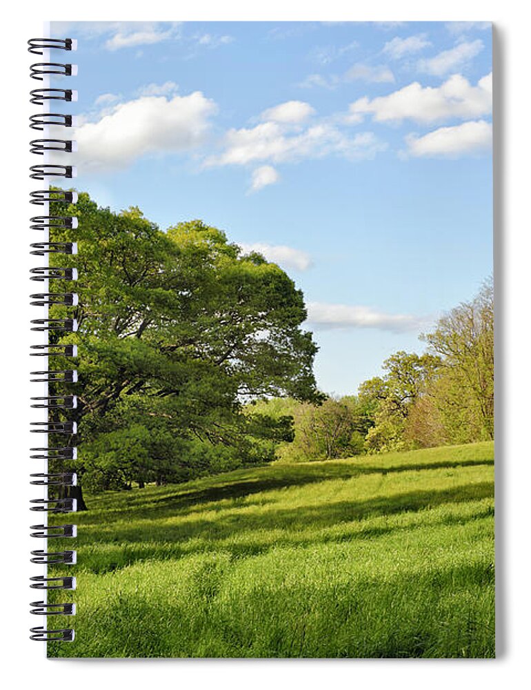 Lnew York Spiral Notebook featuring the photograph Lush green spring landscape by Marianne Campolongo