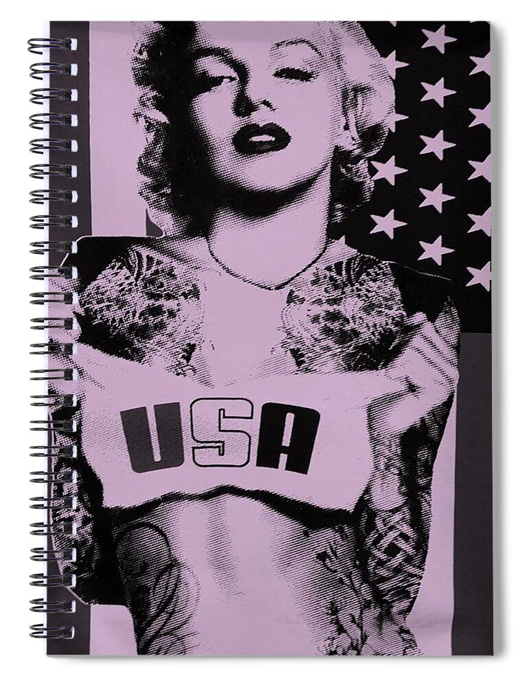 Marilyn Monroe Spiral Notebook featuring the photograph M M U S A in PINK by Rob Hans