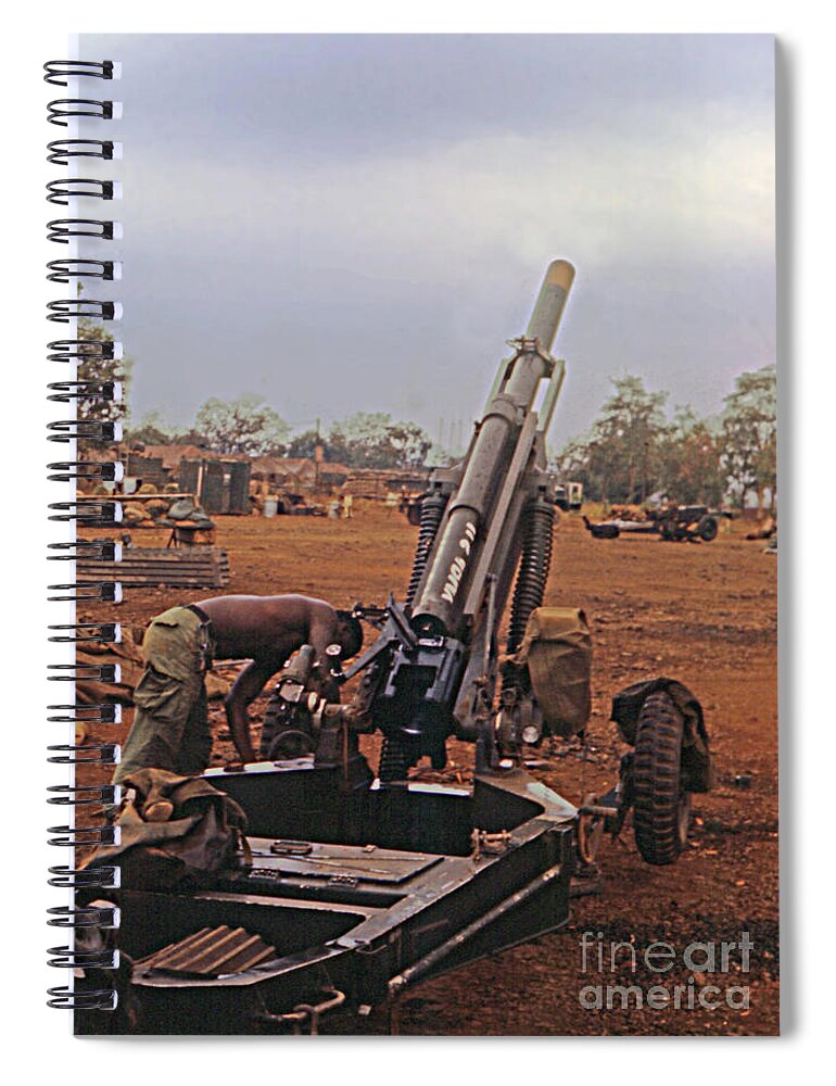 M102 105mm light howitzer 2 9th Arty at LZ Oasis R Vietnam 1969 Notebook by Monterey County Historical Society - Fine Art America
