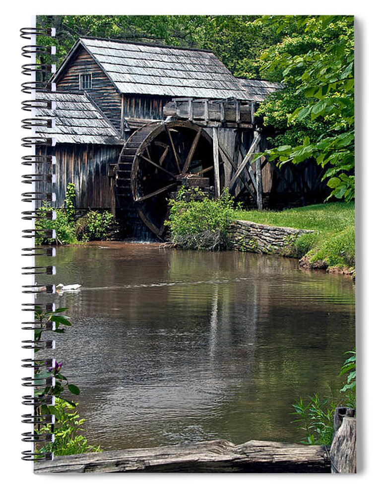 Mabry Mill Spiral Notebook featuring the photograph Mabry Mill in May by John Haldane