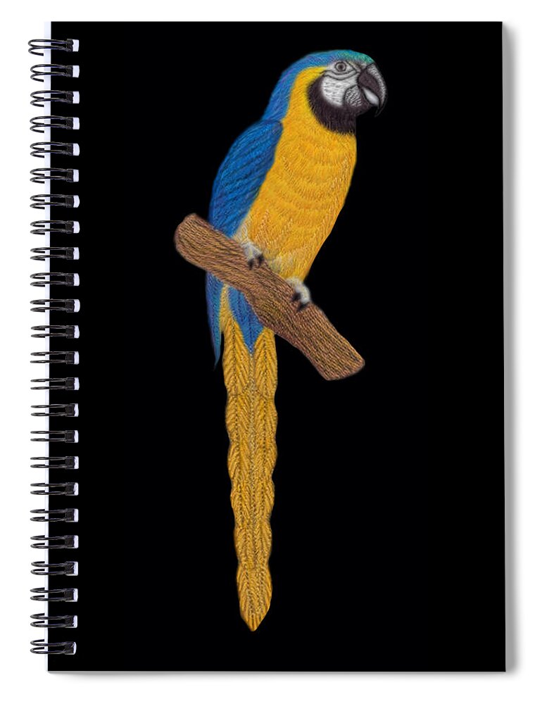 Macaw Parrot Spiral Notebook featuring the digital art Macaw Parrot by Walter Colvin