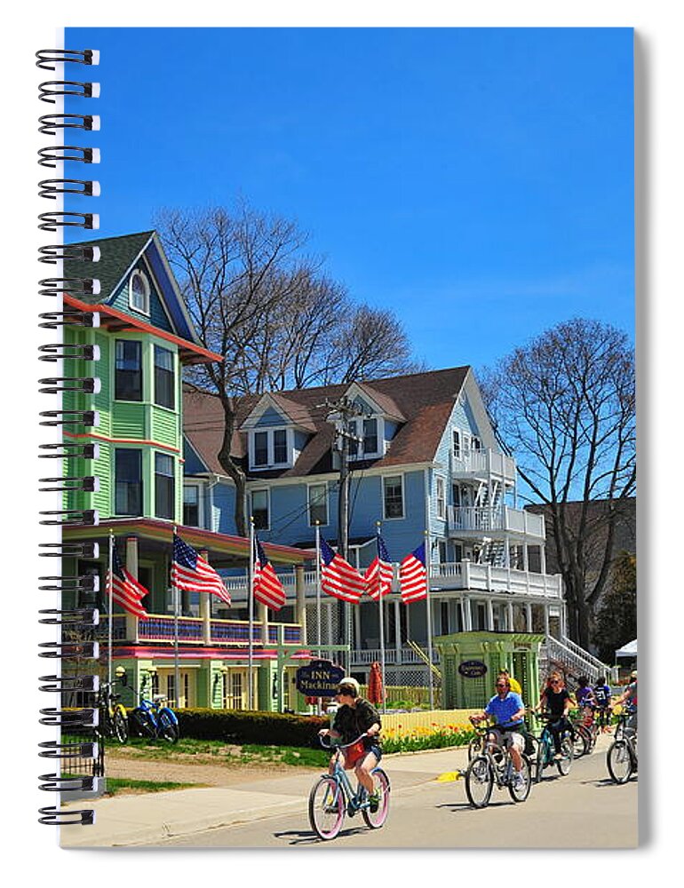 Mackinac Island Spiral Notebook featuring the photograph Mackinac Island Waterfront Street by Terri Gostola