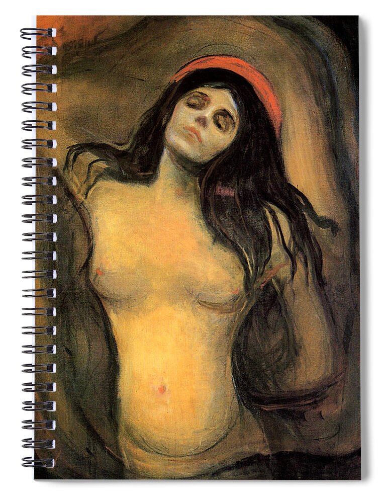 Munch Spiral Notebook featuring the painting Madonna by Pam Neilands