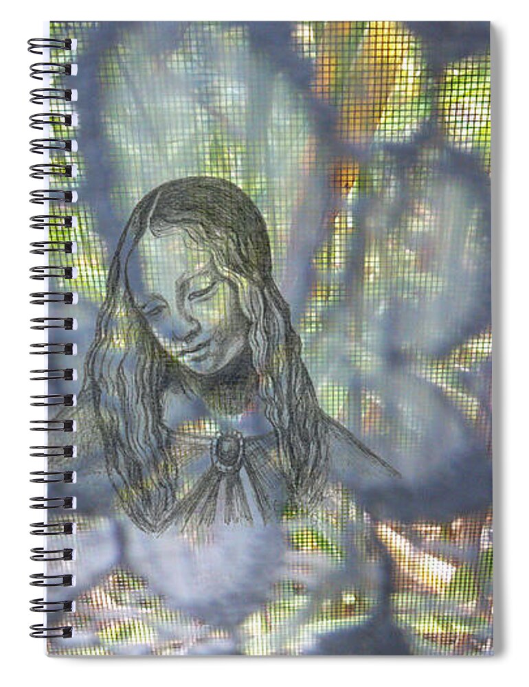 Madonnaandchild Spiral Notebook featuring the painting Madonna On Screen by Genevieve Esson