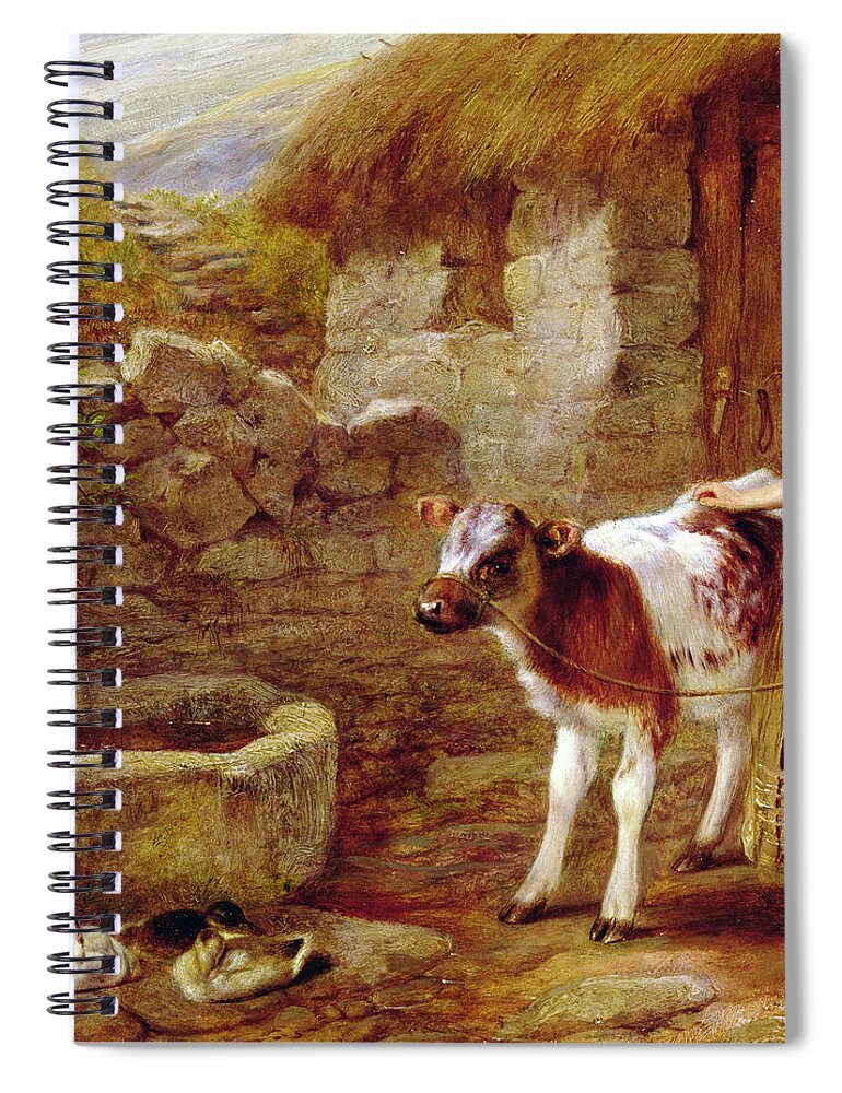 Cow Spiral Notebook featuring the painting Maggie's Charge by John H Dell