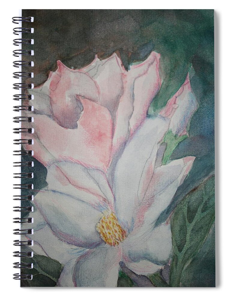 Magnolias Spiral Notebook featuring the painting Magnolias by Kay Novy