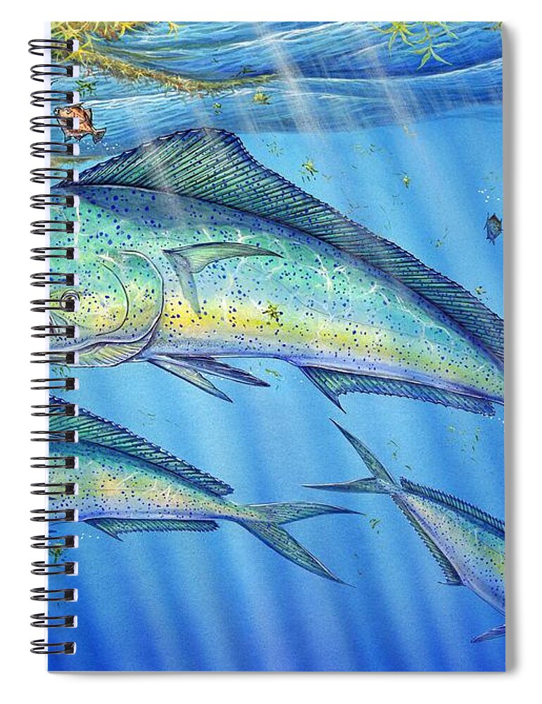 Mahi Mahi Spiral Notebook featuring the painting Mahi Mahi In Sargassum by Terry Fox