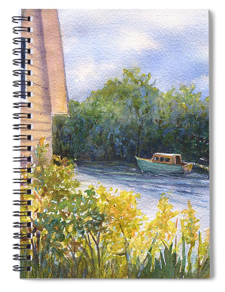 Landscape Spiral Notebook featuring the painting Maine Morning by June Hunt