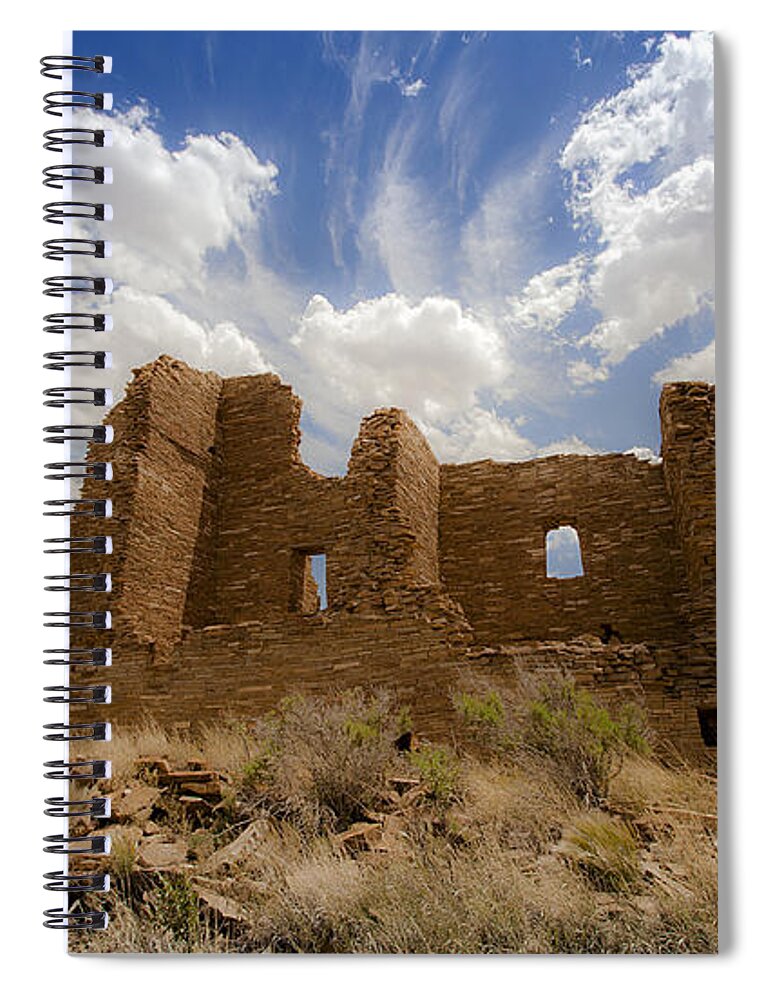 Majestic Blue Sky Spiral Notebook featuring the photograph Majestic Blue Sky Over Ancient Pueblo Pintado On Navajo Indian Reservation New Mexico by Jerry Cowart
