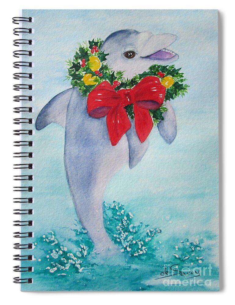 Dolphin Spiral Notebook featuring the painting Make a Splash by Diane DeSavoy