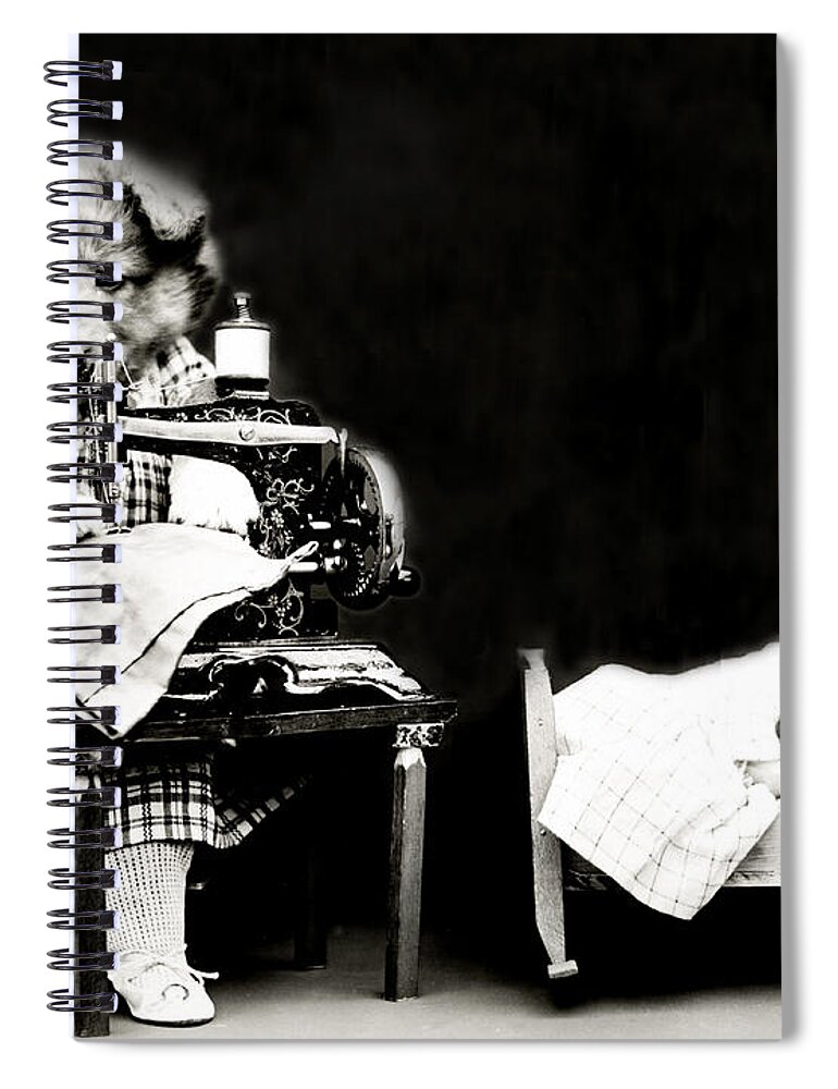 Animal Portrait Spiral Notebook featuring the photograph Making Babys Clothes 1914 by Science Source