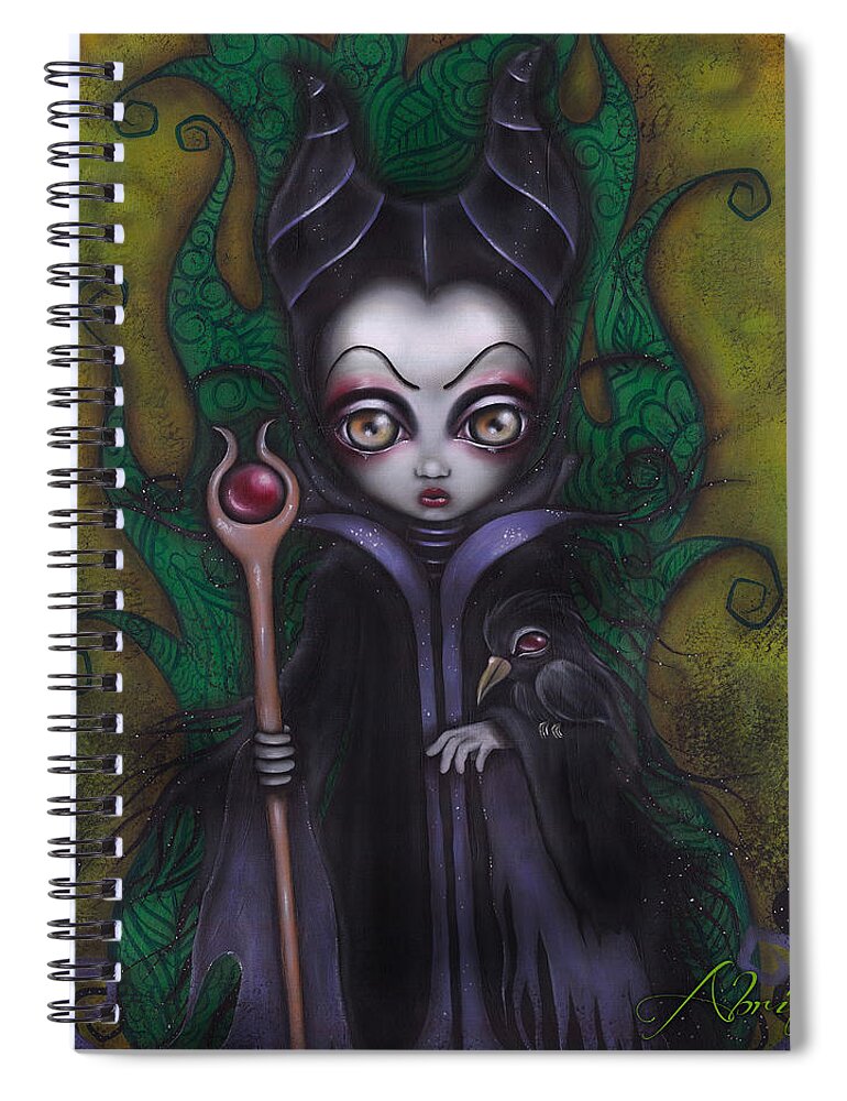 Villains Spiral Notebook featuring the painting Maleficent by Abril Andrade