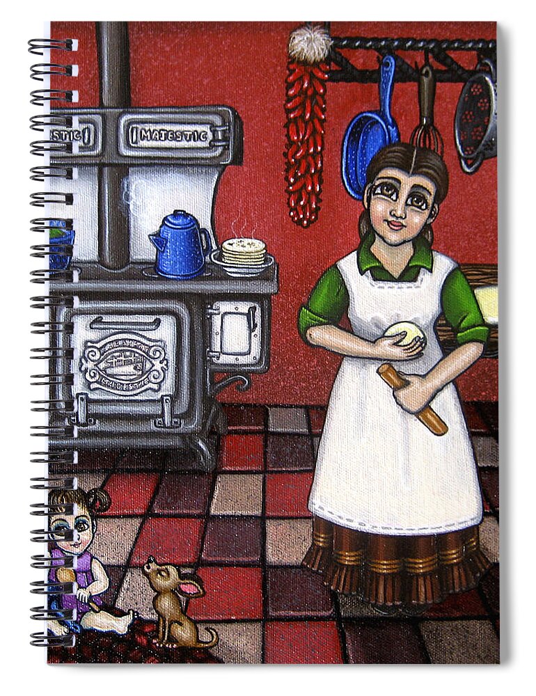 Kitchen Spiral Notebook featuring the painting Mamacita by Victoria De Almeida