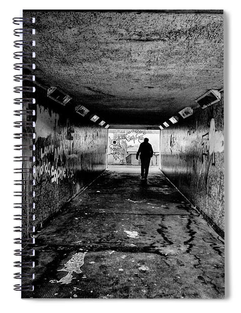 Subway Spiral Notebook featuring the photograph Man in Subway by Nigel R Bell