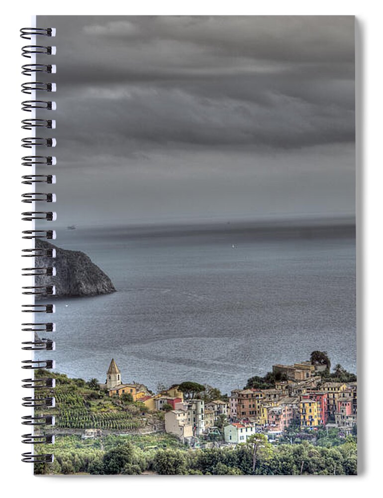 Europe Spiral Notebook featuring the photograph Manarola and Corniglia by the Sea 1 by Matt Swinden