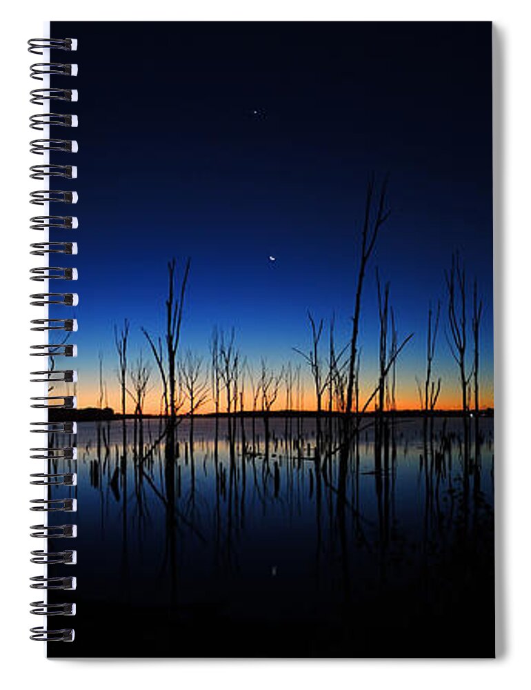 Manasquan Reservoir Spiral Notebook featuring the photograph Manasquan Reservoir at Dawn by Raymond Salani III