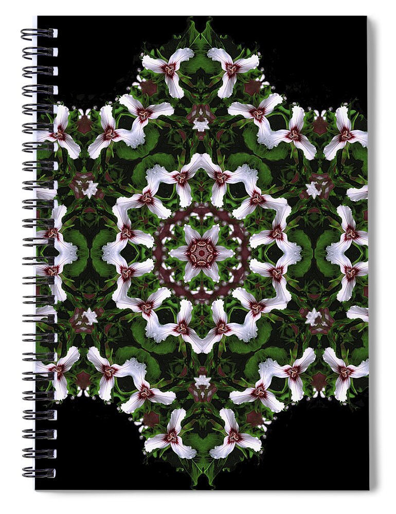 Mandala Spiral Notebook featuring the digital art Mandala Trillium Holiday by Nancy Griswold