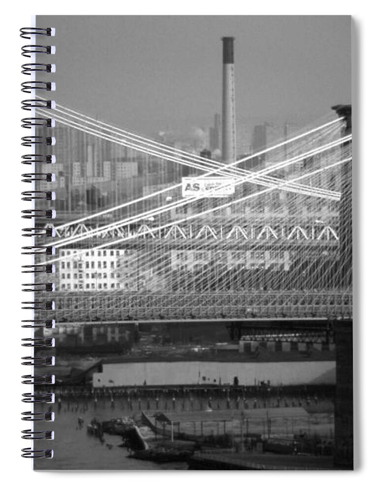 Bridges Spiral Notebook featuring the photograph Manhattan and Brooklyn Bridge's by John Schneider