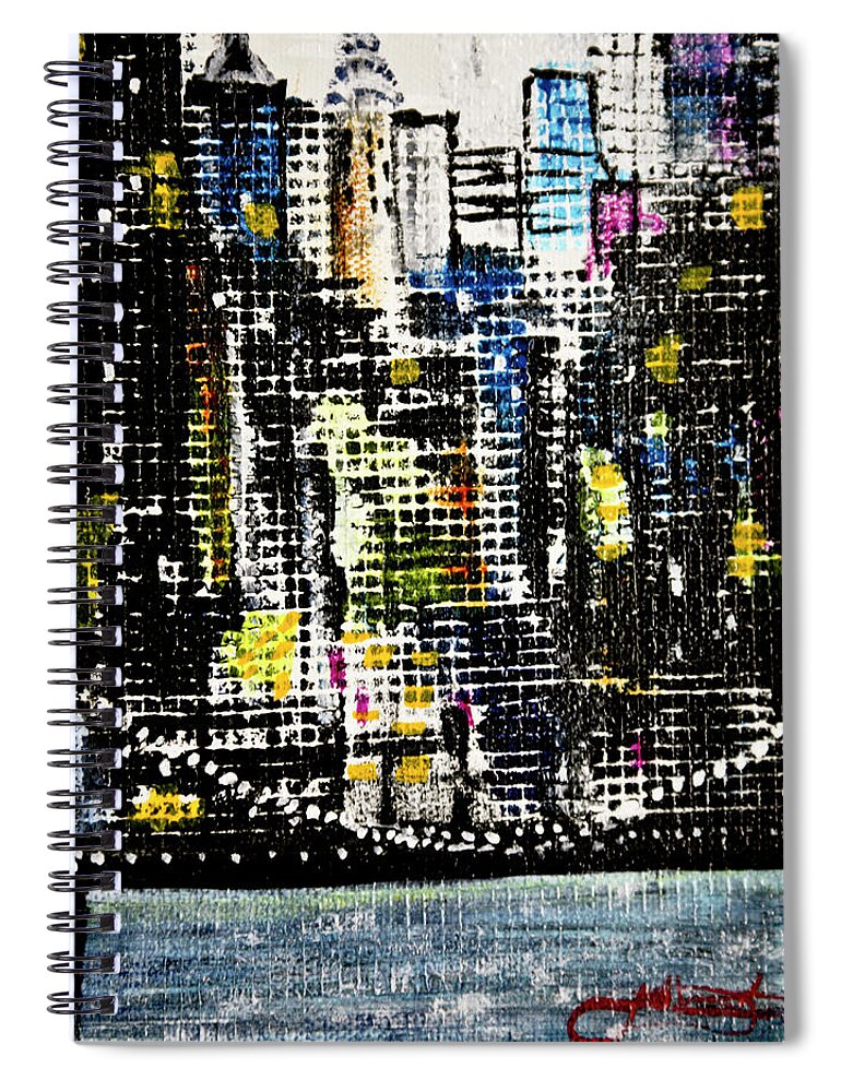 Art Spiral Notebook featuring the painting Manhattan Nights by Jack Diamond